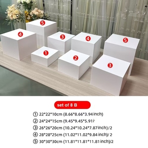 Gaojian <strong>White</strong> <strong>Acrylic</strong> 4mm Modern Buffet Table Riser Cube Nesting Lucite Food Display Pedestal Racks - Product Image 6