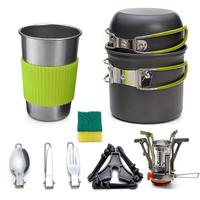 Combinaison de poêle à gaz Portable écologique, pour 1 ou 2 personnes, Mini batterie de cuisine de Camping, pour la randonnée, plein air