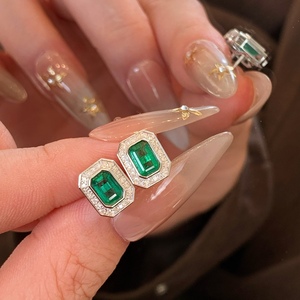 Pendientes de Oro Real de 18K con Esmeralda Natural de 1.06ct y 0.22ct, Color Verde Intenso, Au750, Joyería Fina para Uso Diario, Certificado GRC, Gran Oferta Xinfly - Product Image 1