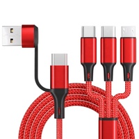 Kabel Pengisian Daya Multi 6 in 1 OEM, Kabel Sinkronisasi Data USB 2.0 Berbahan Nilon Kepang untuk Aksesoris Ponsel Android Grosir