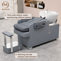 Fauteuil de lavage semi-inclinable en céramique de style moderne avec système de rinçage par eau en métal pour salons de coiffure, barbiers et spas, vente en gros, noir