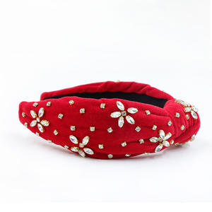 2022 क्रिसमस मखमल कपड़े के लिए लाल रंग knotted ज़ेब फूल आकार क्रिस्टल <span class=keywords><strong>hairband</strong></span> फैशन महिलाओं - Product Image 4