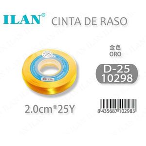 ริบบิ้นผ้าซาติน 2.0 ซม. 25 หลา สีทอง D-25 - Product Image 1