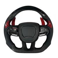 Volant en fibre de carbone forgé pour Dodge Challenger Charger RAM, volant de performance en cuir Alcantara chauffant avec LED