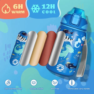 FEIJIAN 400ML enfants sans BPA forme plate bouteille d'eau thermique Portable voyage école gravé bouteille pour garder l'eau froide - Product Image 3