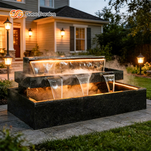 Fontaine d'eau rectangulaire moderne en acier galvanisé résistant aux intempéries, installation au sol, personnalisable pour jardin - Product Image 4