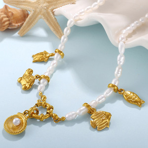 Pendentifs en acier inoxydable plaqué or sur le thème de l'océan pour la création de colliers, formes variées, accessoires de bijoux DIY - Product Image 2