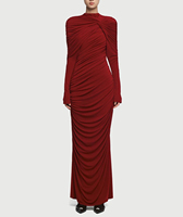 AELESEEN Robe longue plissée col rond coupe droite, style classique moderne, tricotée, pour occasions spéciales et soirées