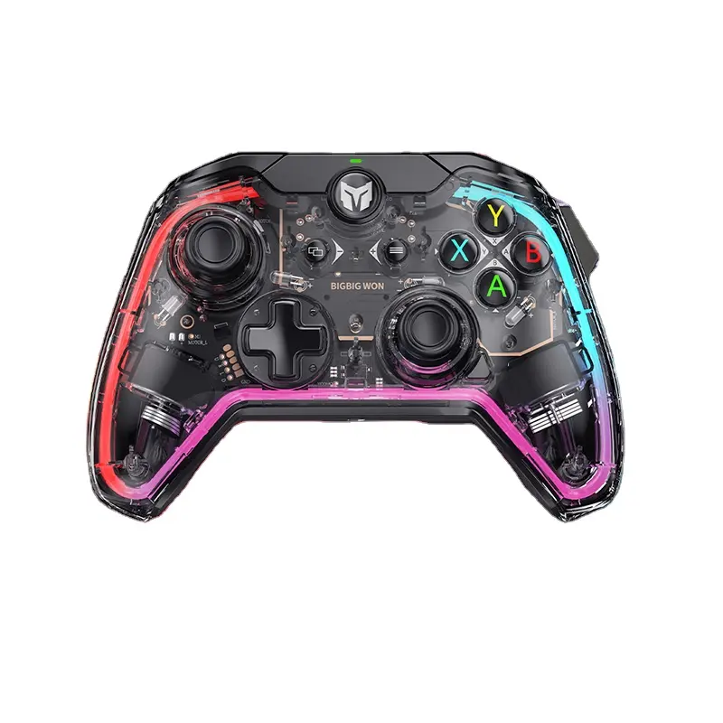 Joystick Game Controller Gamepad transparent outlook with LED light bar connect Switch Xbox PS4/5 and PC controller