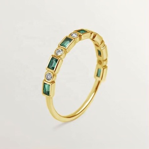 <b>Custom</b> Vintage Women's Wedding 18K Gold Plated Vermeil 925 Sterling Silver Buaguette Cubic Zirconia Certified <b>Rings</b> - Product Image 2