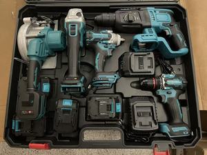 Профессиональный набор аккумуляторных электроинструментов: бесщеточная дрель, гайковерт, молоток, ручная пила, угловая шлифмашина - Product Image 3