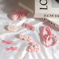 Ensemble de pinces à cheveux en tissu avec nœuds et chouchous floraux pour enfants et filles – Accessoires capillaires mignons et esthétiques – Vente en gros – Coffret cadeau boutique