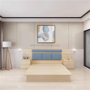 Hotel Bedroom Furniture Sets Customize King <b>Queen</b> <b>Size</b> Wood <b>Bed</b> <b>Frame</b> With Headboard Nightstand TV Cabinet Desk For 3 Star Hotel - Product Image 4