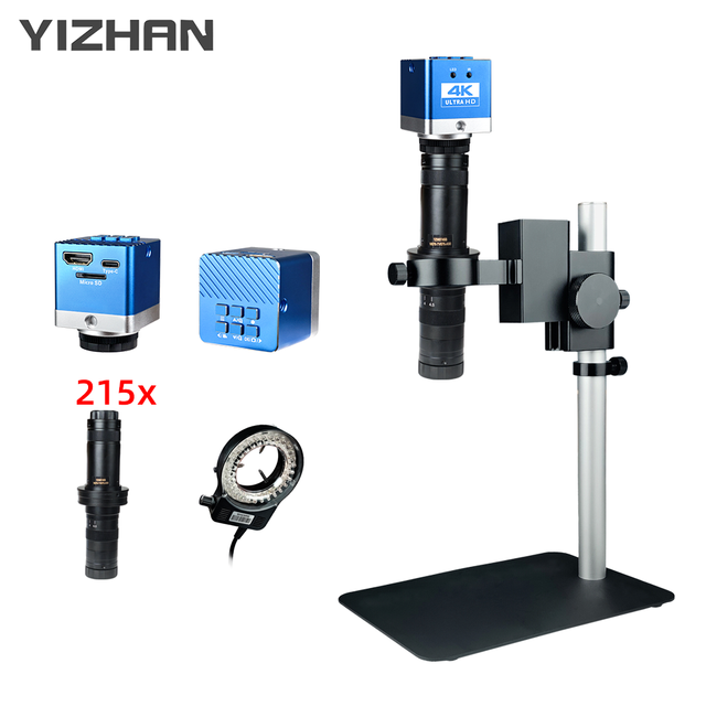 YIZHAN 4K 60MP USB Microscope Camera 215X with HD-MI/USB Output for Macro Shooting Coin Stamp Inspection Industrial PCB Repair