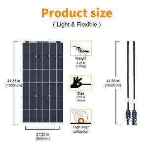 Panel Solar Flexible Monocristalino OEM para RV, Módulo Solar de 200 WP, Paneles Solares de 18V para Techo, Uso Residencial y para RV - Product Image 2