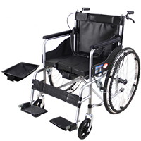 Fauteuil roulant pliable léger en acier au carbone, multifonctionnel avec table à manger et siège de toilette pour personnes âgées ou handicapées, pliage manuel