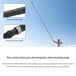 Palo de Selfie de 4 m de Fibra de Carbono, Extensible, Invisible y Ultra Largo para <span class=keywords><strong>Insta</strong></span> <span class=keywords><strong>360</strong></span> <span class=keywords><strong>ONE</strong></span> X4 X3 <span class=keywords><strong>RS</strong></span>, para Accesorios DJI OSMO <span class=keywords><strong>360</strong></span> - Product Image 2