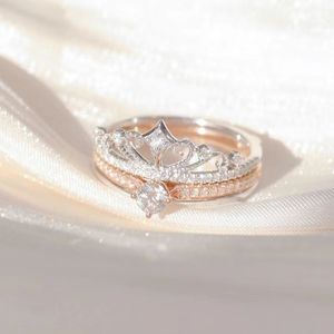 Luxe brillant Zircon château feux d'artifice couches anneau pour <span class=keywords><strong>dames</strong></span> diverses formes de conception couronne anneau ensemble bijoux de mode pour les femmes - Product Image 1
