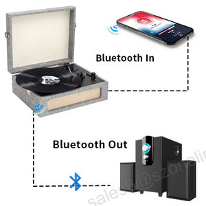 Tourne-disque élégant recouvert de tissu avec plateau rotatif 3 vitesses, lecture Bluetooth et <span class=keywords><strong>enregistrement</strong></span> <span class=keywords><strong>MP3</strong></span>, audio OEM/ODM - Product Image 3