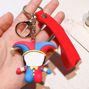 Promotional Toy Keychain Novelty Amazing Key Chain Clown Rabbit Doll Keychain Pendant Bag Pendant Car Key Red Metal