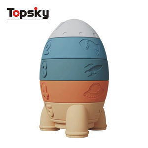 Gioco di Impilamento con Blocchi in Silicone a Forma di Razzo per Bambini - Product Image 1