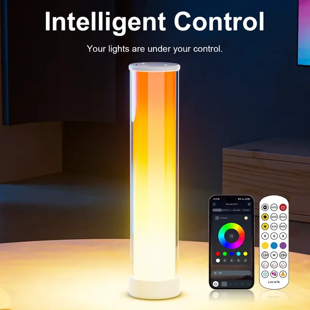 Beside Decor APP & Remote Control Flowing Candle Flame Mode for Bedroom Camping Home RGB Smart Rechargeable Table Lamp