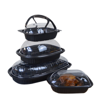 Contenitore per Pollo Arrosto con Coperchio Trasparente Antiappannamento, Materiale Ispessito, Monouso in PP/OPS, Forma Ovale, per Gomme da Masticare, Succhi, Zucchero, Sushi, Zeqiu