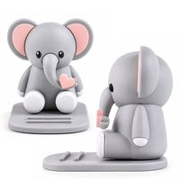 Support de téléphone portable en PVC réglable en forme d'éléphant mignon pour les magasins de détail, emballage personnalisé