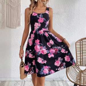 2025 mujeres europeas americanas sin mangas cuello Patchwork estampado chaleco vestido de <span class=keywords><strong>fiesta</strong></span> de verano para <span class=keywords><strong>Amazon</strong></span> Comercio exterior transfronterizo - Product Image 1