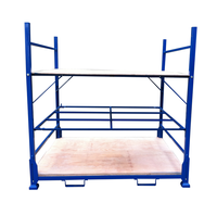 Étagère de stockage d'entrepôt empilable personnalisée, étagère à palettes pliable en acier robuste avec base en contreplaqué pour le stockage en usine