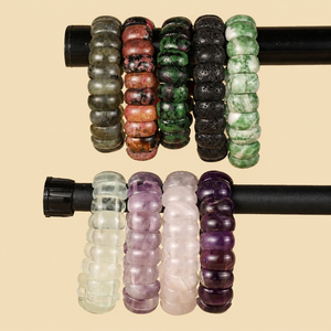 Bracelet extensible en pierres précieuses naturelles, perles rondelles polies, disques plats, bracelet en pierres de guérison, bijou pour femme, cadeau - Product Image 3