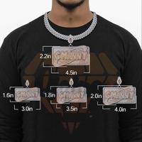 Colgante Grande Personalizado con Nombre y Número, Piedras en Forma de Pera con Incrustaciones de Diamantes VVS Moissanite, Lujoso Estilo Hip Hop, Plata Chapada en Oro de 14K, Unisex