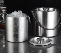 Couvercle de seau à glace isolé en acier inoxydable à double paroi d'une capacité de 1,5L/3L pour la maison Bar Chilling Beer Wine Bottle for Parties