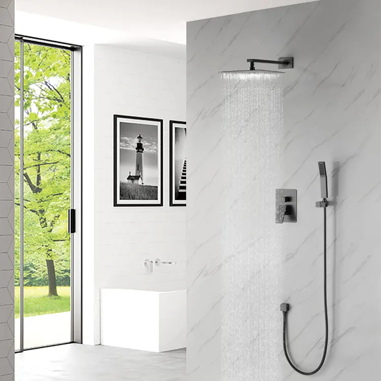 Luxurious Music Large Thermostatic LED Rainfall Shower System Music Ceiling Shower Set Gold 580 380 Mm Sale Phone Body Head Box