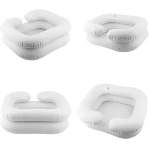 Inflatable Hair Washing Basin Portable Shampoo Tray wtih Water Container Shower Waterproof Chest Cover Back Pad Handicap Bed Aid