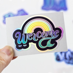 Không thấm nước Holographic cầu vồng hiệu ứng dính Vinyl Sticker biểu tượng tùy chỉnh chết cắt laser ba chiều in nhãn - Product Image 2