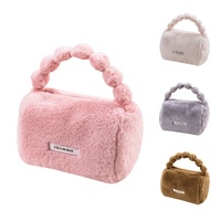 Sac de maquillage moelleux et mignon, sacs cosmétiques roses en velours, vente en gros, marque privée, sac de rangement pour maquillage en peluche, sac pour femme tendance
