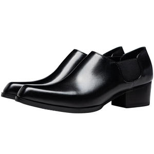 Zapatos Formales de Cuero Genuino para Hombre, Diseño Original de Alta Gama, Punta Cuadrada, Tacón Alto, Aumentan la Estatura - Product Image 4