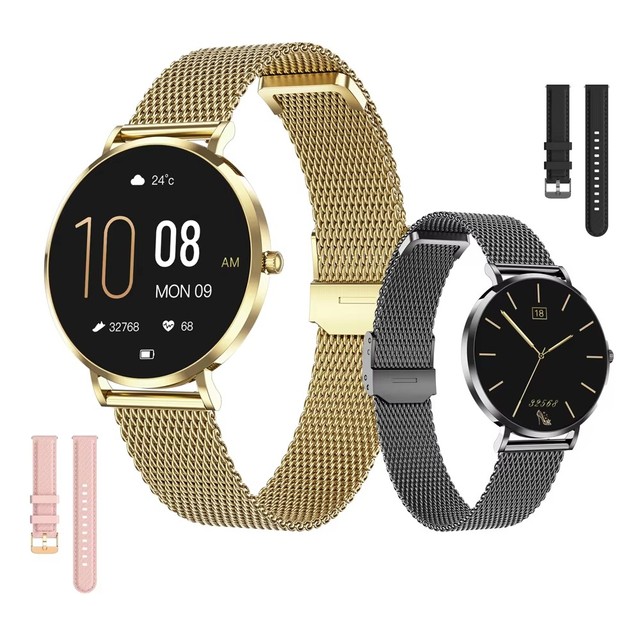 T8 Ultra BT Calling Smartwatch 1.19-inch AMOLED HD Round Screen Double Strap  Heart Training for Women Smart Watch