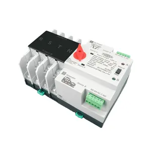 Commutateur de transfert automatique 3 phases sur rail Din ATS à double alimentation Sélecteurs électriques Alimentation ininterrompue 4P 63A 100A 125A