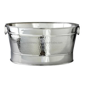 <b>Galvanized</b> Metal <b>Tub</b> Oval Shape Metal Ice Bucket with Sided Handle - Product Image 6