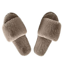 Chaussons d'hiver doux et chauds pour femmes, à bout ouvert, en fourrure pelucheuse, à une bride, grande taille, collection 2024, offre spéciale