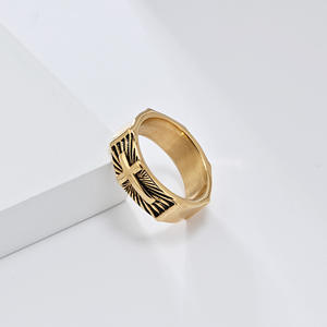 Men's <b>Titanium</b> Steel Cross <b>Ring</b> Gold Black Silver Punk Style Jewelry Gift - Product Image 3