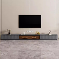 Meuble TV de salon moderne de luxe avec rangement long et intégré, style italien, pour table basse et meuble TV