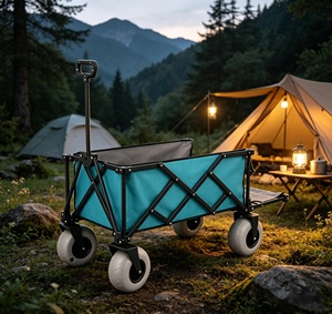 Chariot pliable robuste, chariot de transport pour camping, plage, jardin, capacité 120L, portable, vente directe usine - Product Image 3