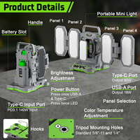 Lampe de travail LED sans fil pour EGO, 4 panneaux pliables, portable, 10000 lm, pour réparation automobile, garage, atelier
