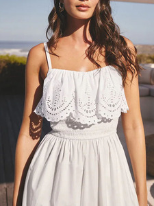 Vestido maxi elegante e informal sin mangas con diseño de volantes para mujer, vestido maxi para vacaciones. - Product Image 4