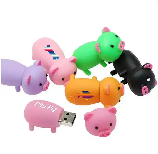 Cartoon Leuke Roze Varken Usb Flash Drive 2.0 1Gb 2Gb 4Gb Pen Drive Pvc Usb Memory Stick 3.0 8Gb 16Gb 32Gb 64Gb Gift Pendrive