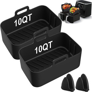<span class=keywords><strong>2</strong></span> packs d'accessoires rectangulaires réutilisables pour friteuse à air Panier de cuisson pour friteuse à air Plateau de cuisson en silicone pour Ninja - Product Image 6