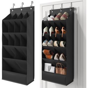 Over The Door <b>Shoe</b> Organizer 18 Pairs Hanging <b>Shoe</b> Rack With Breathable Pockets For Boots And Handbags Black Oxford Fabric - Product Image 1